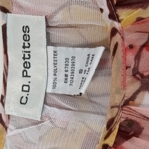 Women's C D Petites Tangerine Print Top Size Small - Picture 6 of 8